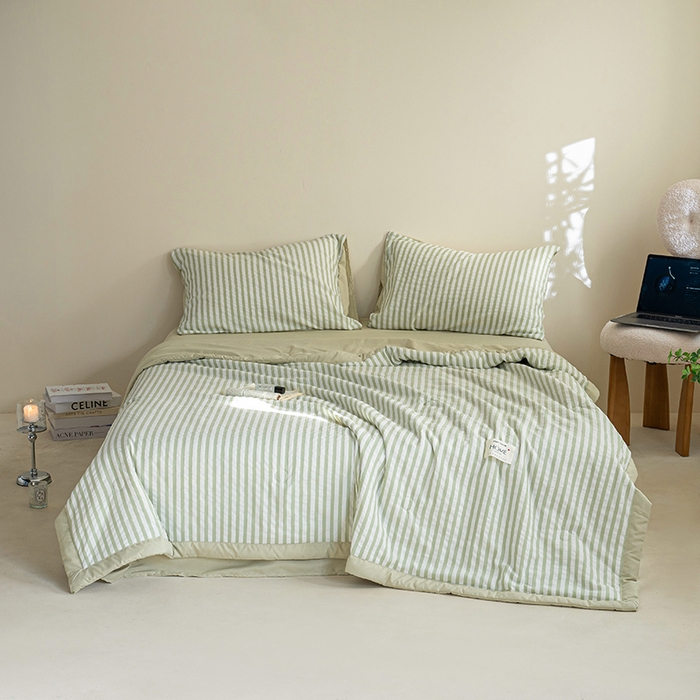 91家纺网 家纺一手货源 找家纺 吾诺 2025 色织立体泡泡棉彩虹系列大豆夏被子被芯夏凉被空调被 彩虹-绿