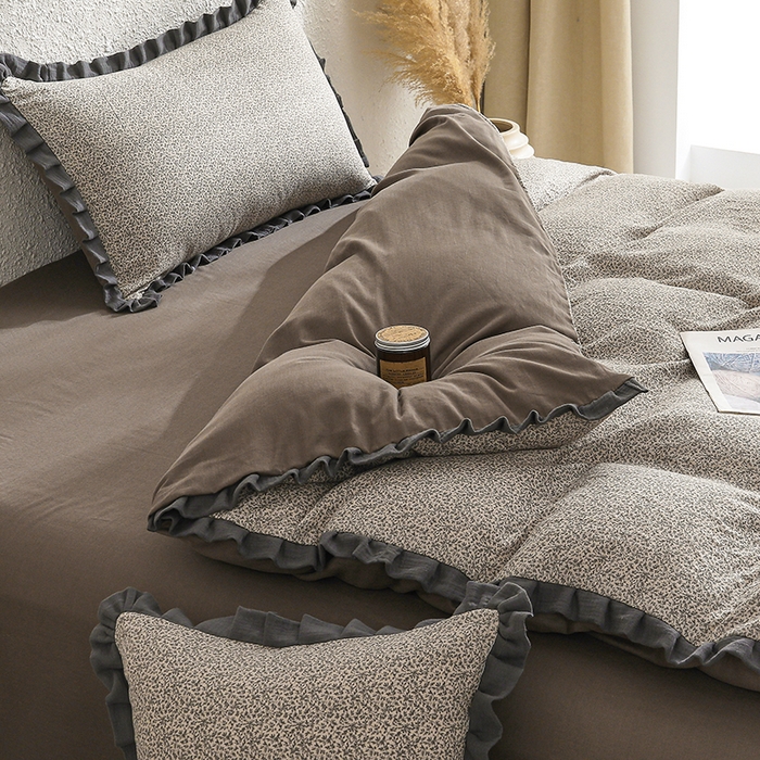 91家纺网 家纺一手货源 找家纺 2025新款A类纯棉双层纱皱皱纱花边四件套（复古风） 苏曼纱