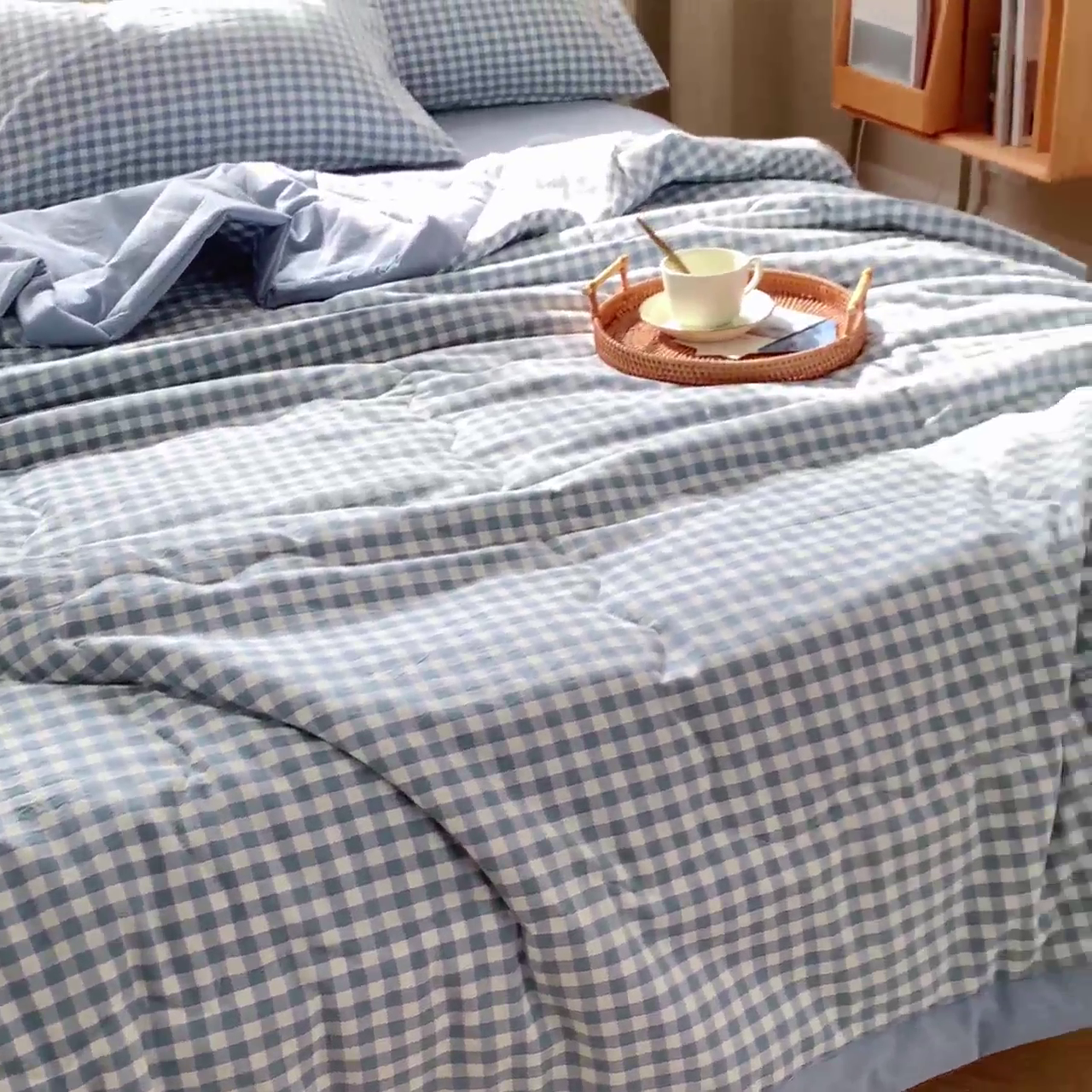 91家纺网 家纺一手货源 找家纺 （总）金鹰 2025新款A类纯棉水洗棉色织棉花夏被四件套全棉空调被夏凉被