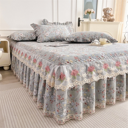 91家纺网 家纺一手货源 找家纺 （总） 十个点 2025新款全棉纯棉蕾丝花边床裙