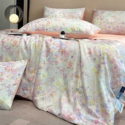 笙意家纺  2025新款水洗真丝数码印花暗盒款夏被 浮翠流梦