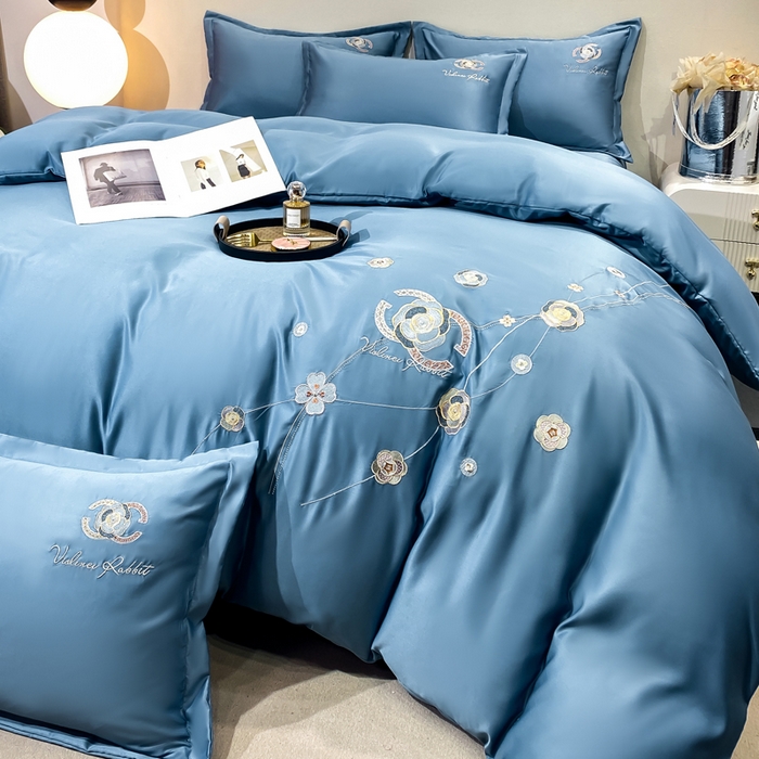 91家纺网 家纺一手货源 找家纺 慧菲 2025新款轻奢水洗天丝四件套-伊恋 伊恋-宾利蓝