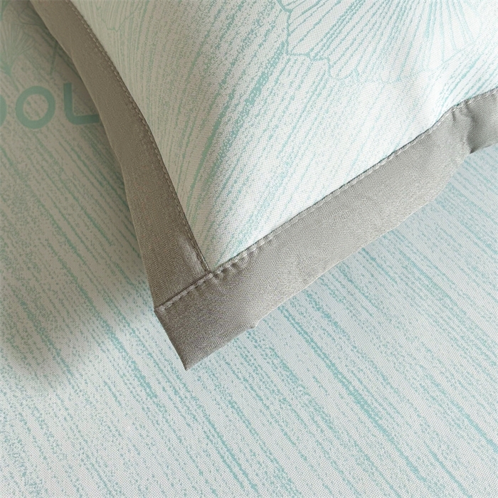 91家纺网 家纺一手货源 找家纺 雯豆2025中分子PE凉感冰丝凉席三件套平铺绑带款席子 银杏叶PE席-蓝