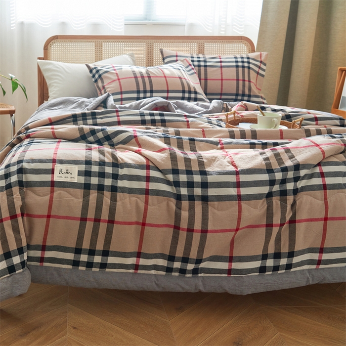 91家纺网 家纺一手货源 找家纺 2025新款A类纯棉水洗棉色织棉花夏被四件套全棉空调被夏凉被 苏格兰