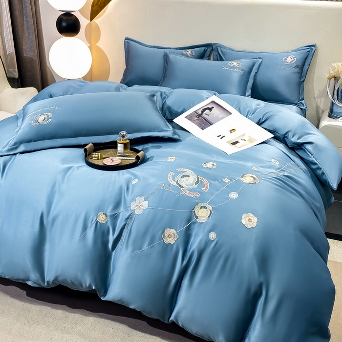 91家纺网 家纺一手货源 找家纺 慧菲 2025新款轻奢水洗天丝四件套-伊恋 伊恋-宾利蓝