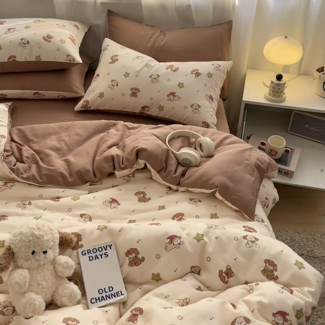 91家纺网 家纺一手货源 找家纺 （总）涵宸家纺 2025新款全棉双层纱印花四件套