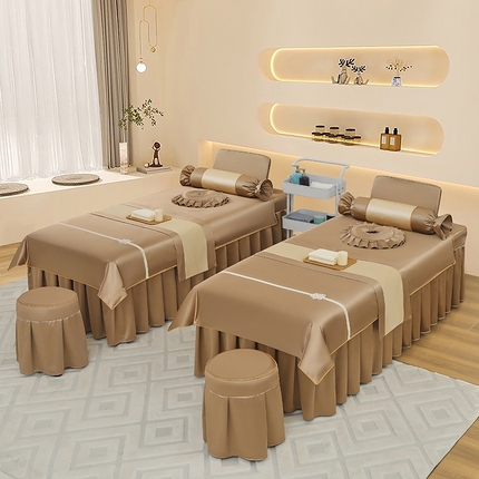 芙怡 2025春夏新款8028款冰丝绒美 容床罩-小花系列 小花-咖啡