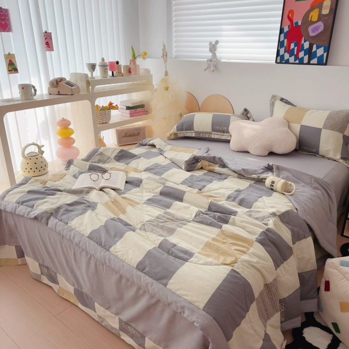 91家纺网 家纺一手货源 找家纺 于果 2025新款全棉纯棉夏被夏凉被空调被四件套 雅格