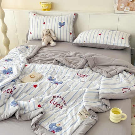 91家纺网 家纺一手货源 找家纺 （总）梦舒羽2025新款小清新系列水洗棉夏被