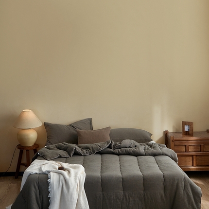 子和家居 2025全棉千鸟格双层纱大豆被 绿色