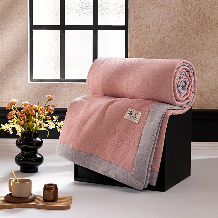 91家纺网 家纺一手货源 找家纺 （总）吾诺 2025 纯色全棉泡泡双层纱夏被大豆夏被子被芯夏被四件套夏凉被空调被