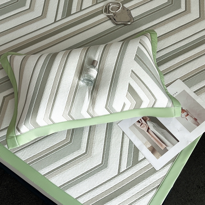 91家纺网 家纺一手货源 找家纺 慕尚家纺 2025新款泡泡大PE提花软席 条纹 绿