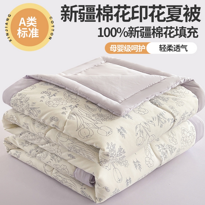 91家纺网 家纺一手货源 找家纺 易博 2025新款100% 棉花小清新双层纱新疆棉夏被夏凉被空调被棉花被（带买家秀） 爱丽丝
