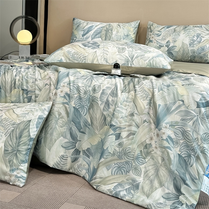 91家纺网 家纺一手货源 找家纺 笙意家纺  2025新款水洗真丝数码印花暗盒款夏被 清墨