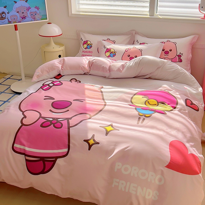 91家纺网 家纺一手货源 找家纺 浩诚 2025新款啵乐乐正版授权全棉纯棉四件套 甜心朋友