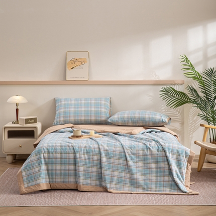 91家纺网 家纺一手货源 找家纺 （总）吾诺 2025 全棉色织水洗棉夏被大豆夏被四件套被子被芯空调被夏凉被