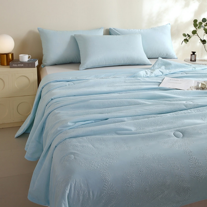 91家纺网 家纺一手货源 找家纺 品乐家纺 2025新款凉感A类可水洗抗菌冰冰被夏被夏凉被空调被被子被芯 冰冰被-蓝