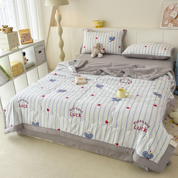 91家纺网 家纺一手货源 找家纺 （总）梦舒羽2025新款小清新系列水洗棉夏被