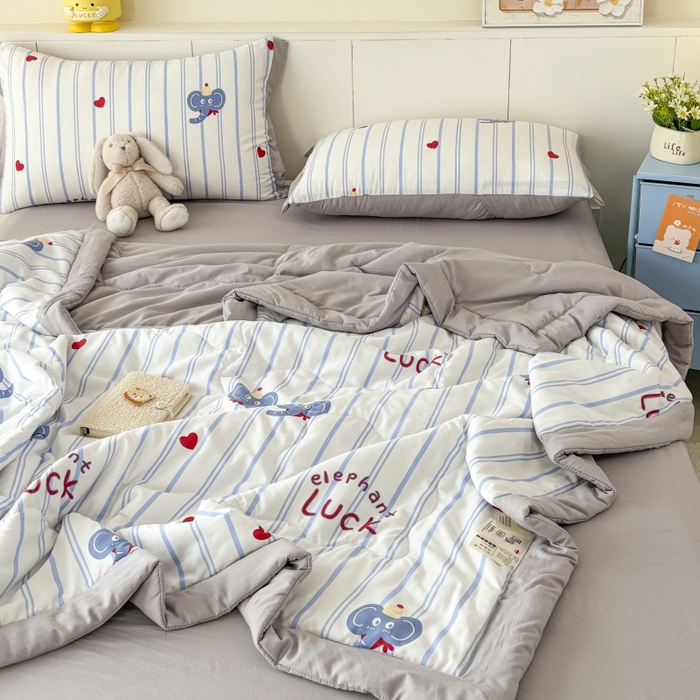 91家纺网 家纺一手货源 找家纺 （总）梦舒羽2025新款小清新系列水洗棉夏被