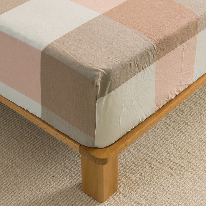 91家纺网 家纺一手货源 找家纺 柠萌家居 2025新款A类全棉色织水洗棉单床笠 玉大格