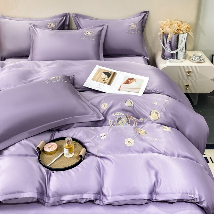 91家纺网 家纺一手货源 找家纺 慧菲 2025新款轻奢水洗天丝四件套-伊恋 伊恋-梦幻紫