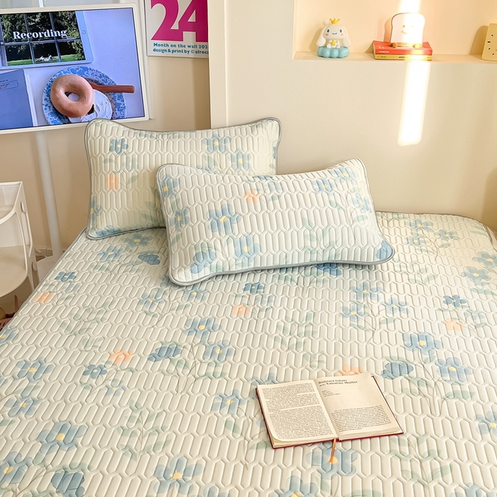 91家纺网 家纺一手货源 找家纺 川悦生活 2025新款小阪凉感丝印花凉席 水色花语