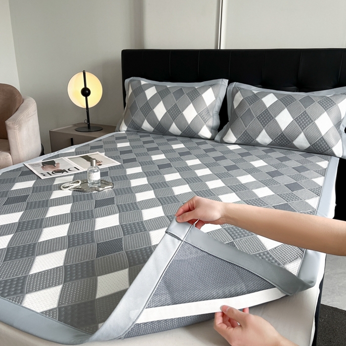 91家纺网 家纺一手货源 找家纺 慕尚家纺 2025新款泡泡大PE提花软席 小灰格