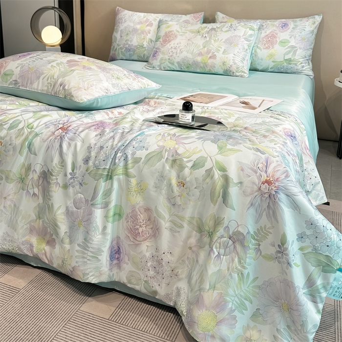 91家纺网 家纺一手货源 找家纺 笙意家纺  2025新款水洗真丝数码印花暗盒款夏被 瑞丽