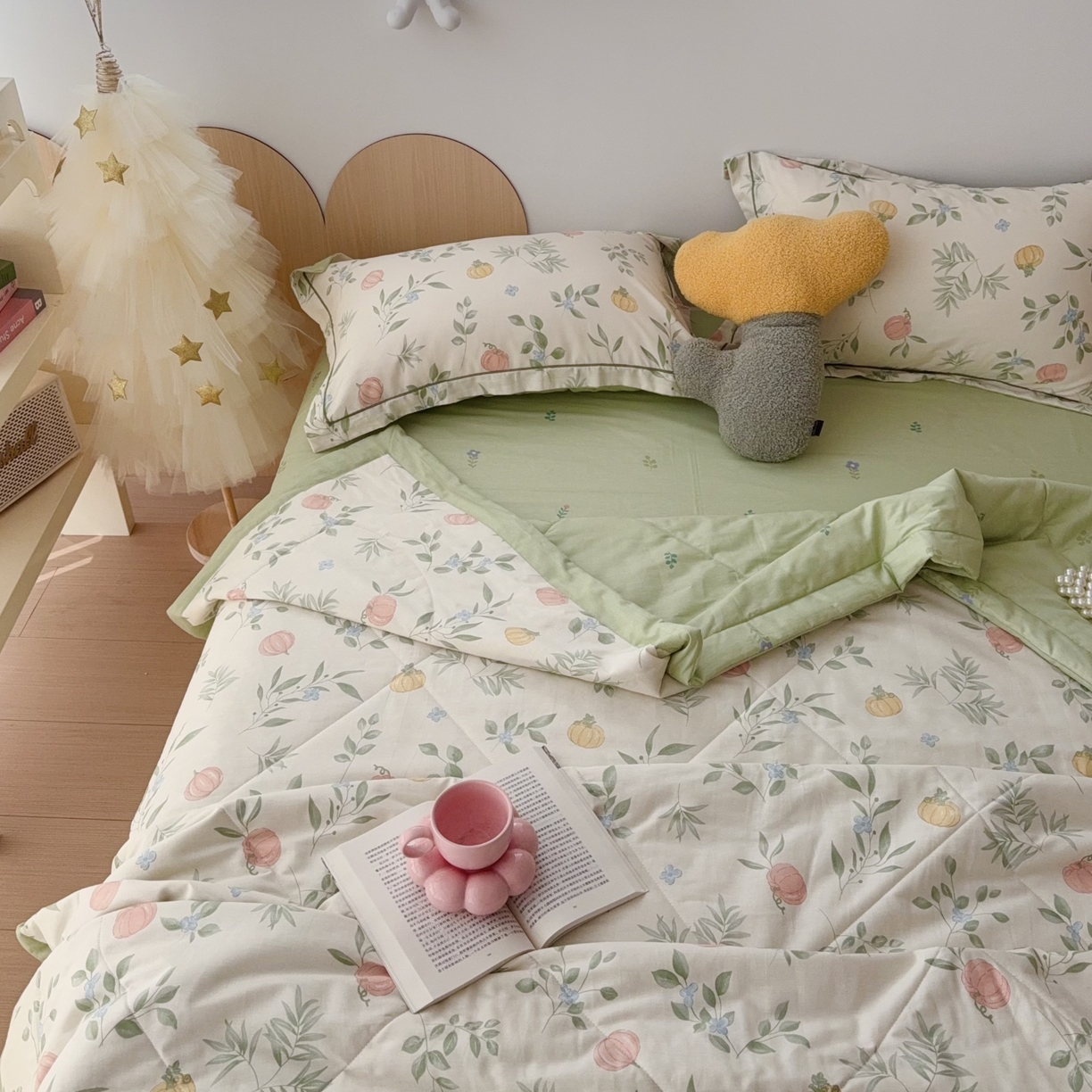 91家纺网 家纺一手货源 找家纺 于果 2025新款全棉纯棉夏被夏凉被空调被四件套 轻婉花语