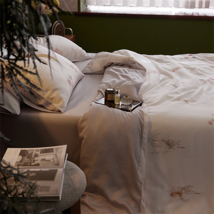 91家纺网 家纺一手货源 找家纺 时年家纺 2025新款莱赛尔天丝印花系列四件套遥花知