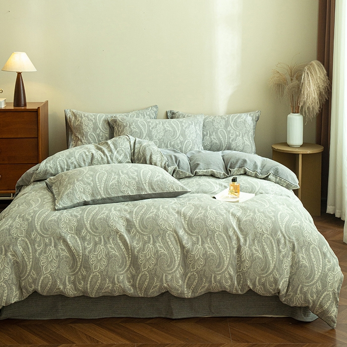 91家纺网 家纺一手货源 找家纺 2025新款A类全棉三层纱四件套 轩谷幽兰