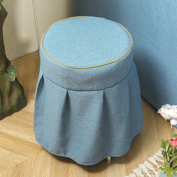 91家纺网 家纺一手货源 找家纺 芙怡 2025春夏新款8023款棉麻绒贴花美 容床罩-花漾系列 花漾-湖蓝