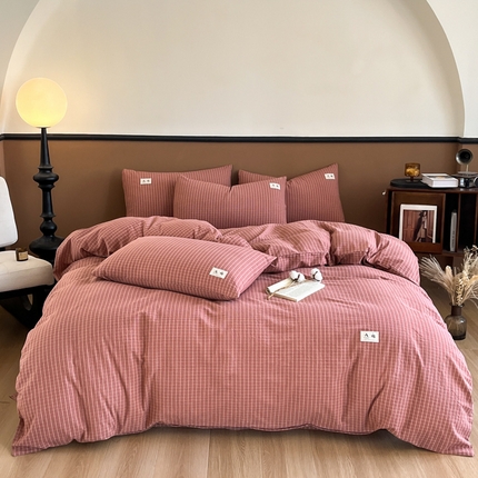 21度C 2025复古风全棉A类母婴级四件套 晚晴红