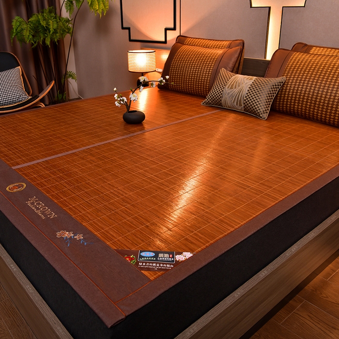 91家纺网 家纺一手货源 找家纺 苏迪凉席竹席2025新款竹席凉席冰丝席碳化双面印花藤草席 雅典-碳化席