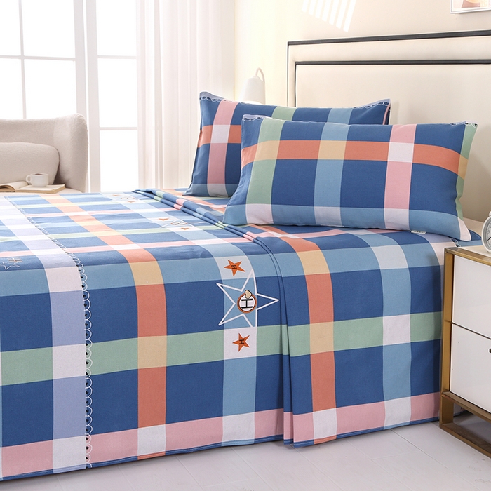 91家纺网 家纺一手货源 找家纺 望淮家纺 2025新款老粗布凉席床单三件套 星雅格