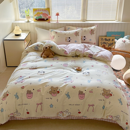 91家纺网 家纺一手货源 找家纺 麦伦家居 2025新品 全棉卡通小清新跑量款系列四件套 可爱颂