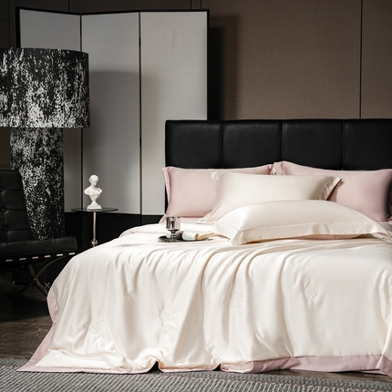 丽卡家纺 2025新款凉爽鸭天丝夏被四件套 奶油白+卡其