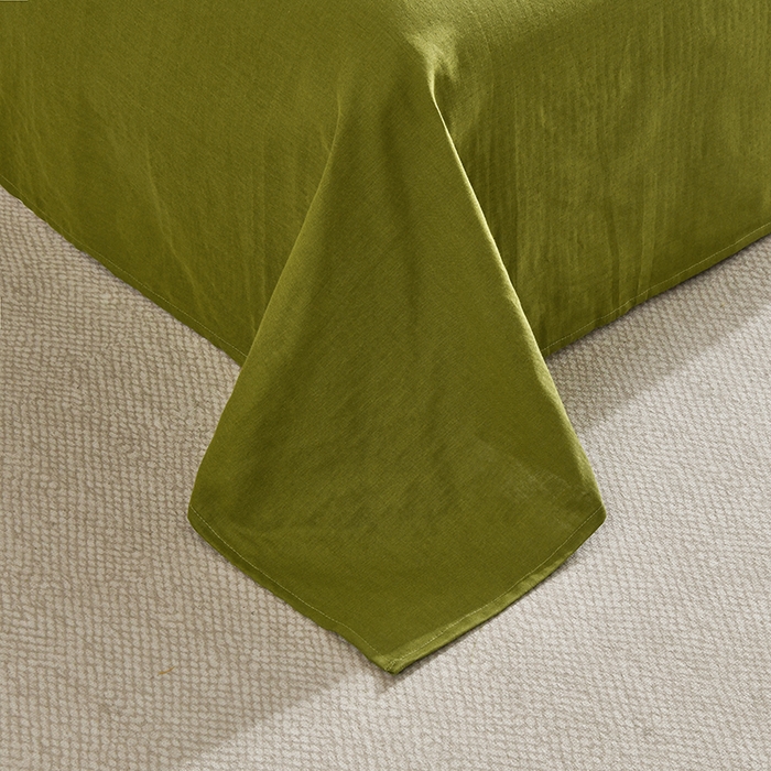 91家纺网 家纺一手货源 找家纺 2025新款A类纯棉双层纱皱皱纱花边四件套（复古风） 曼晴-牛油果绿