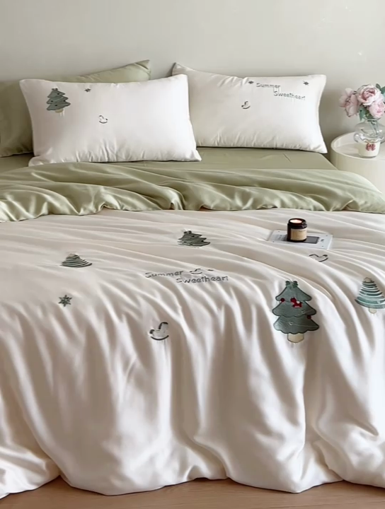 91家纺网 家纺一手货源 找家纺 安莱生活 2025兰精进口60S天丝绣花四件套 夏夜梦幻