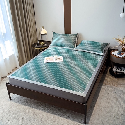 摩妮卡 2025新款碳光席床席款三件套可洗冰丝席 布莱垦-绿