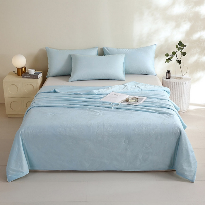 91家纺网 家纺一手货源 找家纺 品乐家纺 2025新款凉感A类可水洗抗菌冰冰被夏被夏凉被空调被被子被芯 冰冰被-蓝