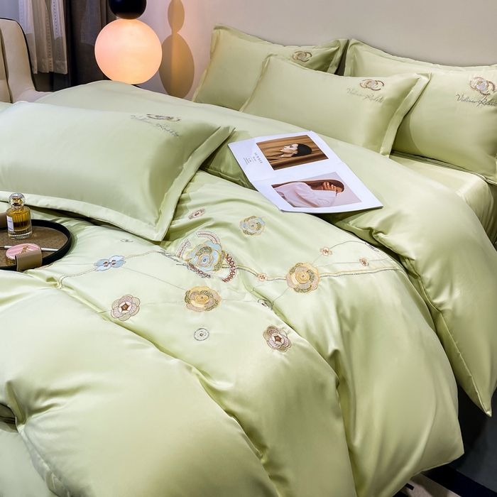 91家纺网 家纺一手货源 找家纺 慧菲 2025新款轻奢水洗天丝四件套-伊恋 伊恋-芥青