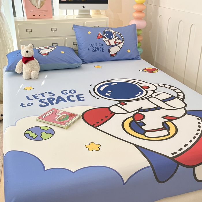 91家纺网 家纺一手货源 找家纺 金爱家2025新款全棉大版印花单品系列-纯棉太空人 单品-火箭太空人