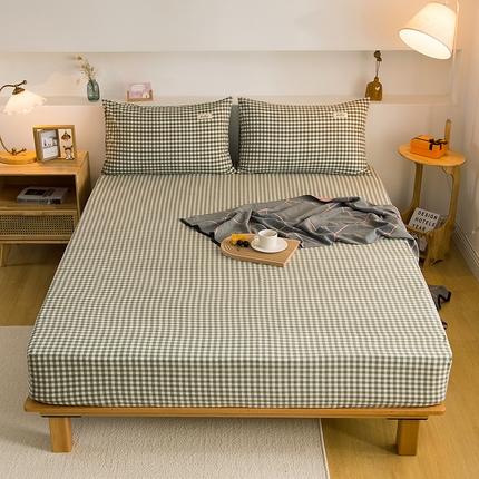 （总）柠萌家居 2025新款A类全棉色织水洗棉单床笠