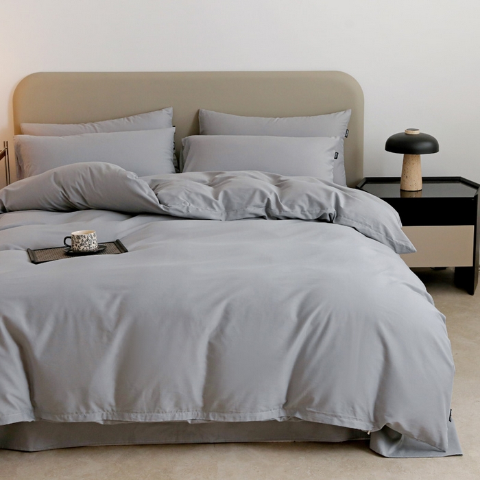 91家纺网 家纺一手货源 找家纺 2025年纯色双拼60支纯棉被套 浅灰