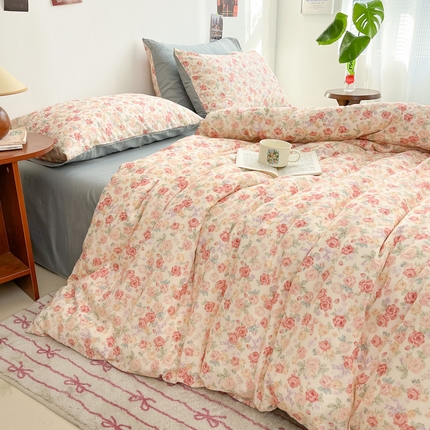 91家纺网 家纺一手货源 找家纺 （总）涵宸家纺 2025新款全棉双层纱印花四件套