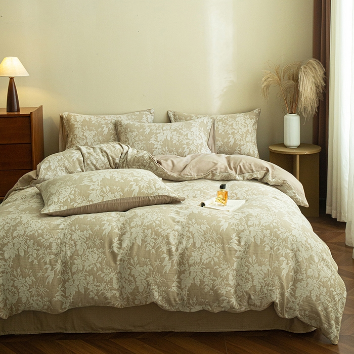 91家纺网 家纺一手货源 找家纺 2025新款A类全棉三层纱四件套 洛卡风情