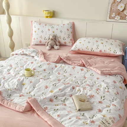 91家纺网 家纺一手货源 找家纺 （总）梦舒羽2025新款小清新系列水洗棉夏被