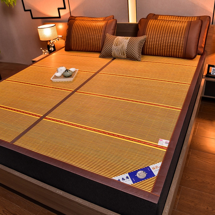 91家纺网 家纺一手货源 找家纺 苏迪凉席竹席2025新款竹席凉席冰丝席碳化双面印花藤草席 精品羊毛丝