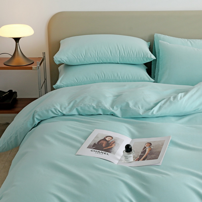 91家纺网 家纺一手货源 找家纺 2025年纯色双拼60支纯棉被套 婴儿蓝